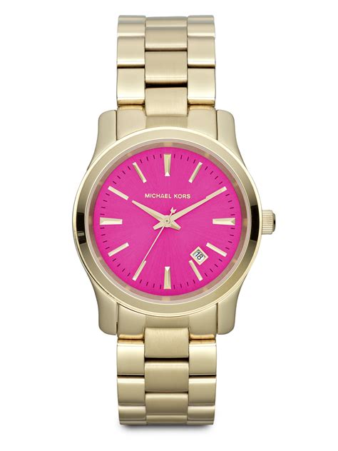 pink face watch michael kors|gold and pink watch.